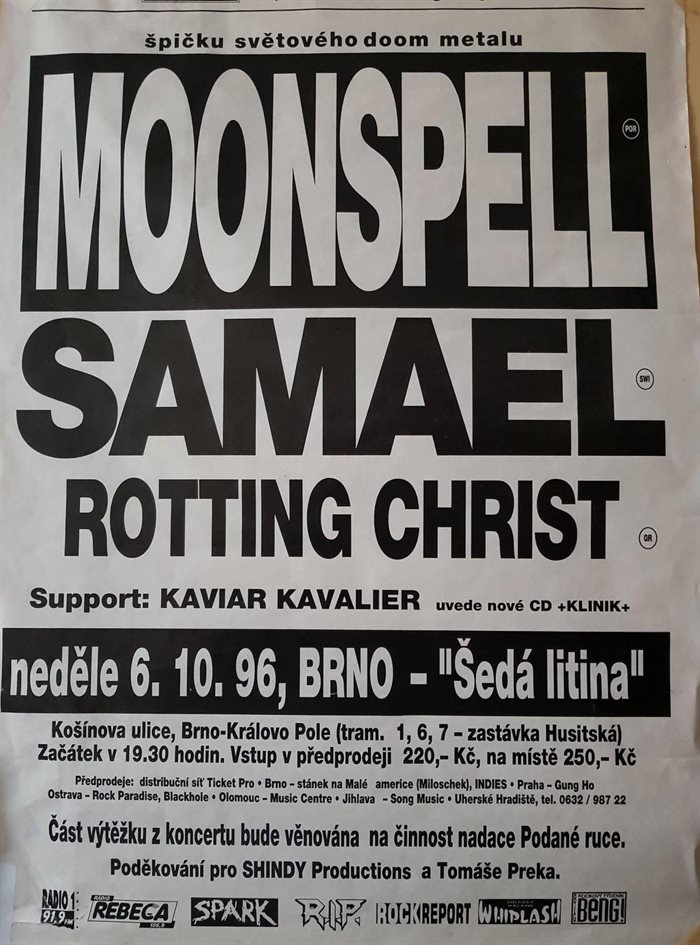 MOONSPELL, SAMAEL, ROTTING CHRIST - Brno, Šedá litina - 6. října 1996
