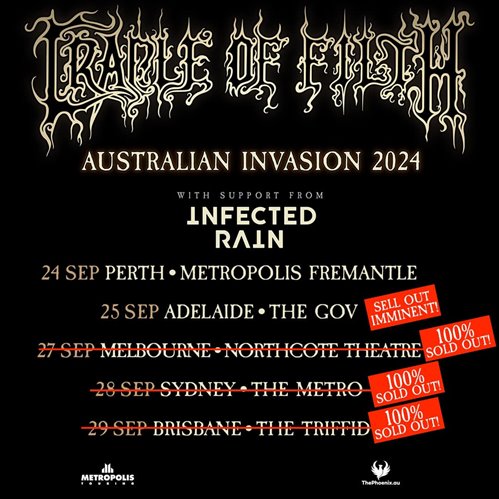 CRADLE OF FILTH - Sydney, Metro Theatre – 28. septembra 2024