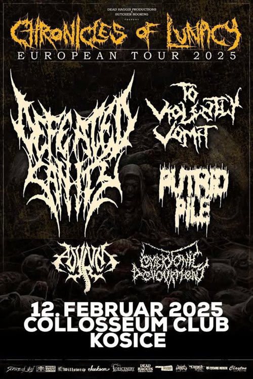 DEFEATED SANITY, TO VIOLENTLY VOMIT, PUTRID PILE, EMBRYONIC DEVOURMENT, ASYLUM - Košice, Collosseum - 12. februára 2025